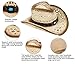 AbbyLexi Men & Women's Western Style Cowboy Cowgirl Straw Hat with Bull Big Bead Band