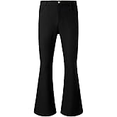 JOGAL Mens Bell Bottom Pants 70s Disco Outfits Slim Fit Retro Flared Trousers