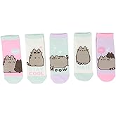 Culturefly, womens Pusheen The Cat Ankle Pastel Colors 5 Pairs Socks, Pink, Medium
