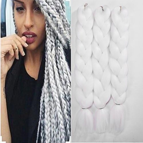 Amecire 24" Synthetic Braiding Hair Extensions Kanekalon Hair Ombre Twist Braiding Hair High Temperature Hair Extensions 1/3/5/10 Pcs/Lot 100g/Pc