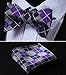 SetSense Men's Plaid Jacquard Woven Self Bow Tie Set One Size Purple/Navy Blue