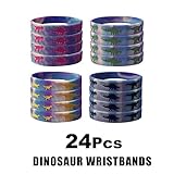 Cleverplay 24 Pack Dinosaur Silicone Wristbands Bracelets ,Birthday Party Favors for Kids ,Goody Bag Supplies for Boys and Girls, Dinosaur Party Supplies,Novelty Rubber Wristband, Carnival Prizes