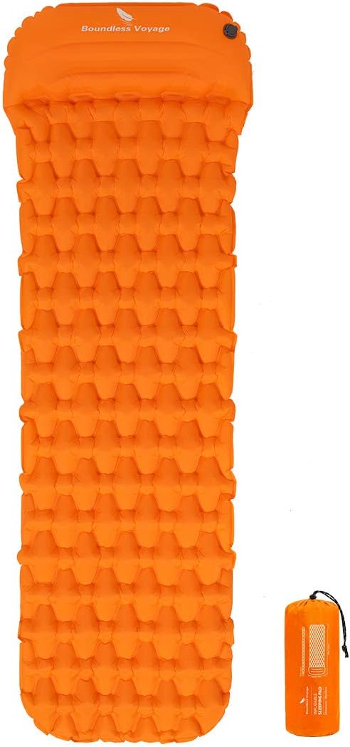 iBasingo Air Mat Ultralight Inflatable Cushion Portable 1 Person Sleeping Mat with Pillow Outdoor Camping Tent Inflatable Mattress Moisture-proof Sleeping Pad