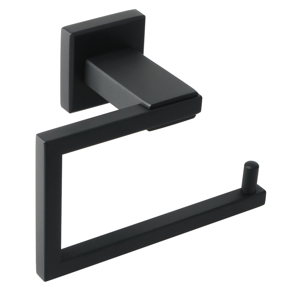 Sayayo Toilet Paper Roll Holder Wall Mounted, Towel Holder Hand Towel Ring, Modern Square Design, SUS304 Stainless Steel Matte Black