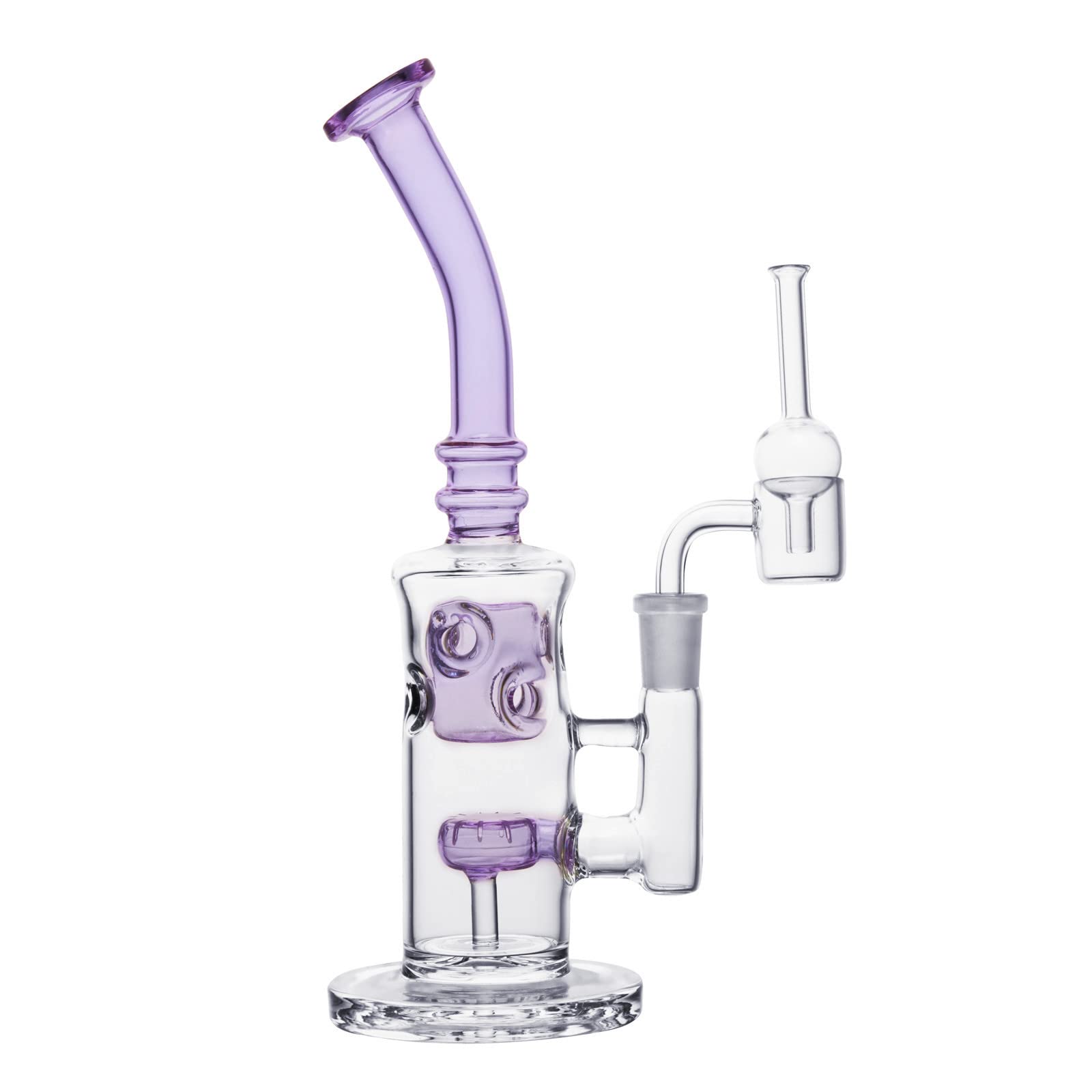 Glass Honeycomb Bong Handmade Water Pipe Perc Wax 14.4mm Bongs with Quartz Banger Cap Bowl for Bongs (Purple)
