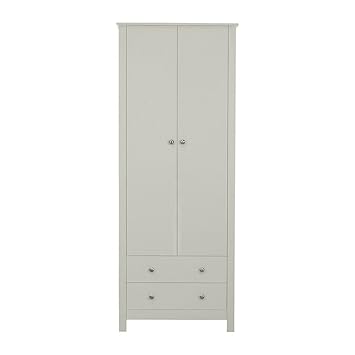 P N Homewares Hailey Double Wardrobe In Grey 2 Drawers 2 Doors