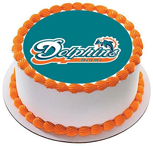 Miami Dolphins Edible Cake Topper and Cupcake Topper - 10' round inches
