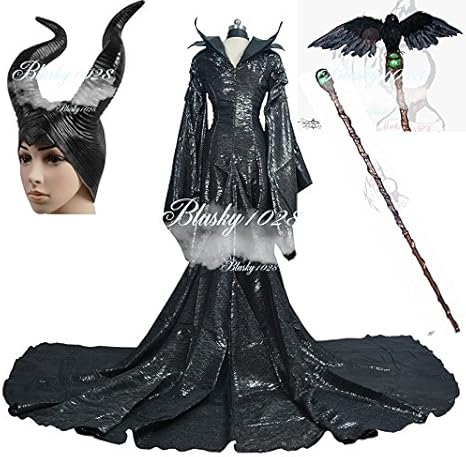 Amazon コスプレ衣装 豪華版 道具 帽子 法の杖 カラス サイズオーダーは可能で マレフィセント Maleficent マレフィセント オーダー自由 ディズニークリスマス ハロウィン イベント仮装 コスチューム コスプレ 仮装 通販