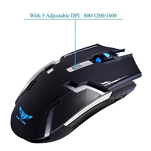 YSSHUI Wireless Rechargeable Mouse, 2.4GHz Wireless 6 Buttons Rechargeable Mouse Silent Buttons Built-in 800mAh Battery 800-1600dpi for PC Computer Notebook by - Thumbnail 3