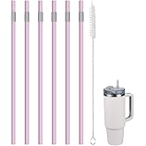 KLOWOAH Replacement Straw Compatible with Stanley 30oz Cup Tumbler,with 1 Brush,Pack of 6 (light red)