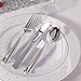 IOOOOO 150pcs Silver Plastic plates, Silver Disposable Cups and Silverware, 25 Guest Dot Set: 25 Dinner Plates 10.25