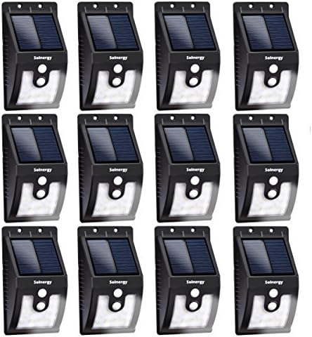 [Solnergy] IPX6 Waterproof LED Solar Sensor Light, Outdoor Motion Lighting, Power Button, Security Motion Sensor Lamp Light, Auto On/Off, Patio, Yard, Garden, Driveway, Stairs, Pool Area (12 in Pack)