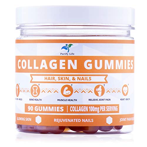 Collagen Gummies Supplement for Womens and Mens Hair, Skin, and Nails | Joint Care Vitamins | Anti-Aging Non Gelatin Non-GMO All Natural Kosher & Halal with Low Sugar 90ct Bottle