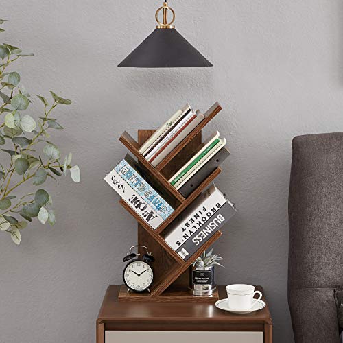 SUPERJARE Tree Bookshelf, 5Tier Floor Standing Tree Bookcase in Living