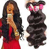 Sunber Hair Virgin Brazilian Body Wave 3 Bundles, Long Lasting Brazilian Hair 100 Human Hair Body Wave, Natural Black Color Mixed Length