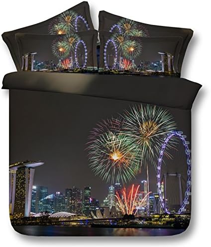 WARMYIY-3D HD Digital Print Bedding Set Comforter shell/ Quilt Cover Set 4pcs, including 1 Comforter shell/ Quilt Cover, 1 bed sheet, 2 pillowcases Twin Full Queen King Size