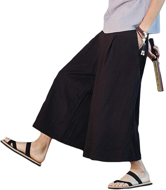 Amazon Cozoen ワイドパンツ メンズ 夏 ガウチョパンツ タイパンツ 和式ズボン 9分丈 リネン 無地 ウエストゴム 春 秋 軽快 ビッグシルエット ゆったり カジュアル ロングパンツ 通販