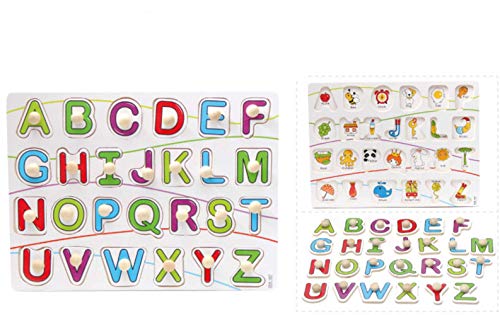 Wooden Puzzles Alphabet Educational Toys- 4 Piece Puzzle Set for Kids - Shape Board Puzzles for Toddler Ages 3+ SuperLi