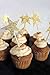 WARMBUY Gold Glitter Cupcake Cake Toppers, Double Sided Stars, 50 Pack