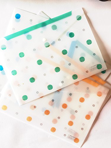 SSDG Clear Document Folder with Snap Button,Premium Quality Poly Envelope, US LETTER / A4 size, Set of 6 in 3 assorted Colors, Blue, Green And Orange with Attractive Print