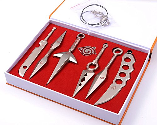 COSAUG Anime Ninja Cosplay Weapon Model Metal Sword Knife 7pcs/Set