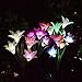 Outdoor Solar Lights, Solar Garden Lights - 2 Pack Lily Solar Powered Flower Lights Stake Lights for Garden Decorations, Patio,Yard Decoration, Multi-Color Changing Lawn Solar Lights Solar Panel