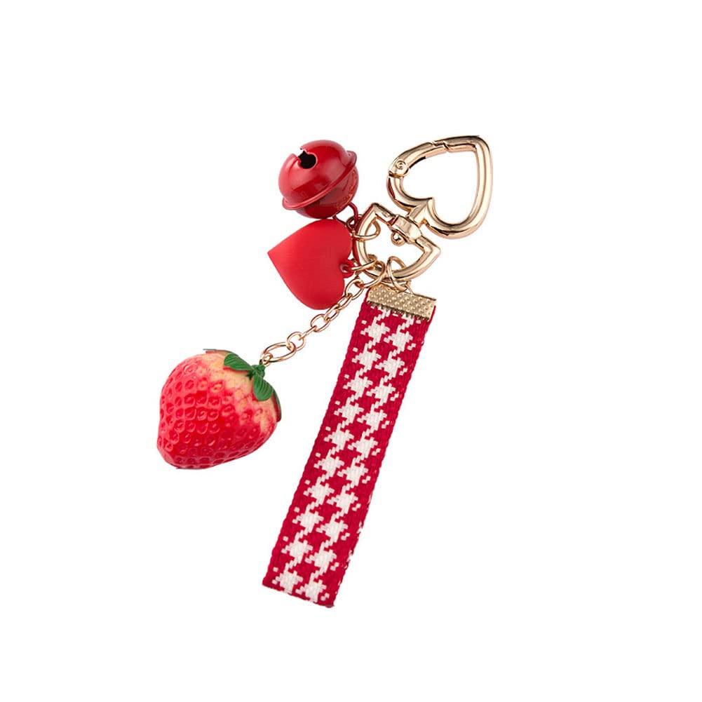 ARFUKA Keyring Strawberry and Bell Pendant Keychain Key Holder Men Women Key Chain Wallet Bag Pendant Charms Gift for Birthday Christmas Festival