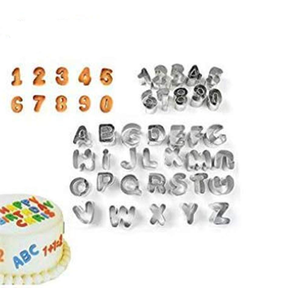 Alytimes Pack of 36 Alphabet Letter & Number Fondant Icing Cutter Set-Small Size- Cake Decorating Mold