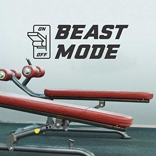 Wallency Gym Wall Decal - Beast Mode On Wall Decal - Fitness Quote Wall Sticker - Removable Vinyl Sticker - 36" x 12"