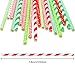 Cooraby 200 Pieces Christmas Paper Straws Biodegradable Drinking Stripe Bicolor Stripe Dot Chevron Straw Mix for Wedding Supplies and Party Favors, 8 Style (Red and Green)