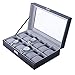 BASTUO 12 Slots Watch Box for Men, Black Watch Box Organizer