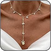 Gold Long Pearl Lariat Necklace for Women Trendy Vintage Adjustable Y Chain Pendant Choker Minimalist Lasso Necklaces Wedding Jewelry Accessories