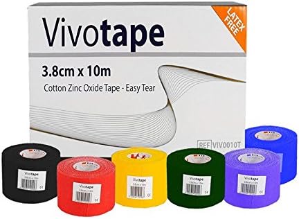 Vivomed Vivotape 100% Cotton Strapping Zinc Oxide Tape Strong Adhesive With Smooth Unraveling Available In 6 Colours