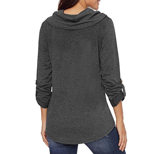 image for GOVOW Kangaroo Pocket Tshirt Women Clearance Sale Long Sleeve Cowl Nec