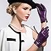 MATSU Simple Sytle Women Winter Warm Lambskin Leather Gloves 7 Colors M9022 (L, Purple-Touchscreen)