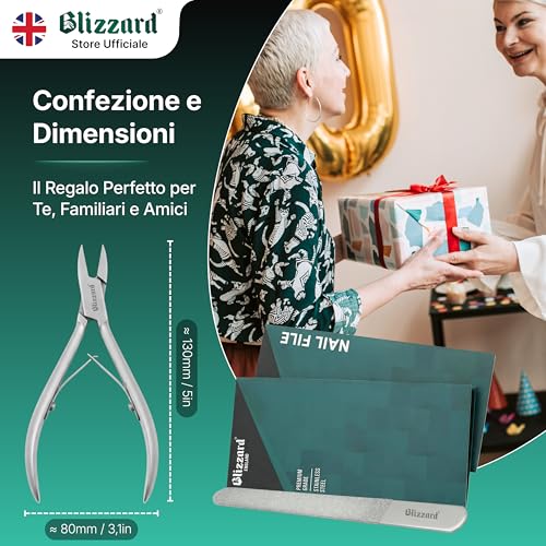 Blizzard Professional Toe Nail Nippers for Ingrown and Thick Nails – Podiatry Nail Clippers in Stainless Steel – For Elderly and Men – Pedicure Set with File – 13 cm Straight Cut