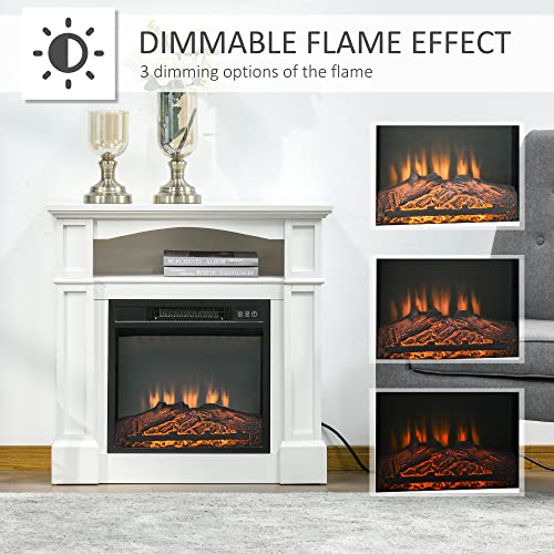 32" Electric Fireplace with Mantel, Freestanding Heater with LED