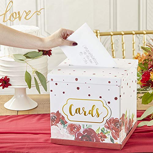 Kate Aspen Burgundy Blush Floral Collapsible Gift/Wedding Card Box, Money Box,…