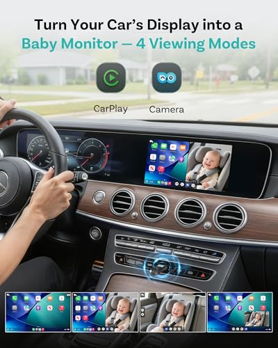OTTOCAST Cabin Care Baby Car Camera 2026 (for Wired CarPlay Only) | Uses Your Car's Built-In Screen,No Extra Screen Needed,Split Screen for CarPlay and Baby,No-Glow Night Vision,150°Wide Angle