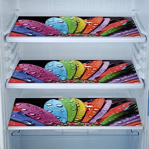 ARADENTโข Food Grade PVC Refrigerator Mats Set of 3 Pcs for Single Door Fridge (Size: 12X17 Inches, Color : Multi)