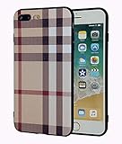 iphone 7 Plus/iphone 8 Plus Case,Retro Plaid Stripes Black TPU Rubber Protective Cover for Apple iphone 7 Plus/iphone 8 Plus 5.5 inch - Khaki Plaid