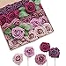 Ling's moment Roses Artificial Flowers Ombre Colors 25pcs Realistic Mauve Berry Fake Roses with Stem for DIY Rustic Fall Wedding Bouquets Centerpieces Decorations