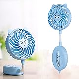 Luxxio Mini Personal Cooling Handheld Fan - Cordless USB Rechargeable Battery with 2 Speeds - Portable Folding Electric Desk Fans for Women Men Kids Outdoor Traveling Fishing Camping (Blue)