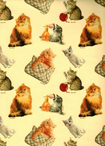 Cats and Kittens Rolled Gift Wrap Paper 2 Full sheets 27 in x 39 in