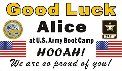 3ftX5ft Custom Personalized US Army Going Away Goodbye Farewell Deployment Party Banner Sign - Good Luck At US Army Boot Camp (Emblem and Logo)