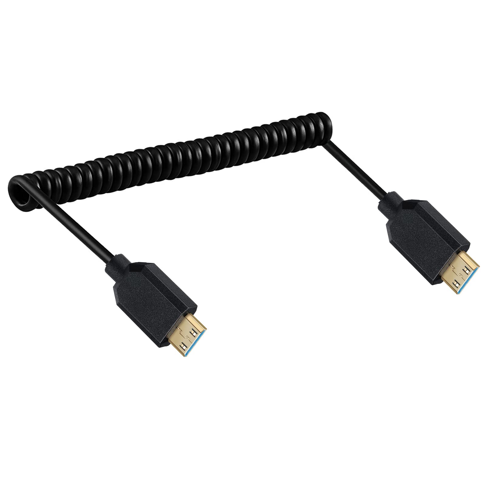 LOKEKE Coiled Mini HDMI Type C Cable 2.1, Gold-Plated Male to Male Cable Cord, 8K@60Hz 4K@120Hz, eARC HDR10 Compatible with PS5 TV Switch Roku