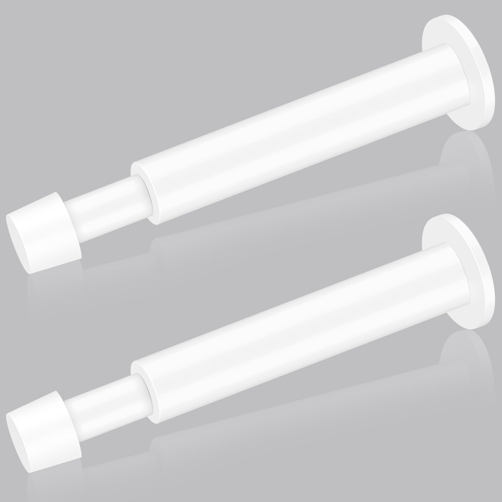 Door Stopper, White Door Stop, Wall Mounted Stainless Steel Door Stops with Soft Rubber Bumper Buffer Metal Heavy Modern Door Holder Protector, Doorsops for Skirtings, 2 Pack