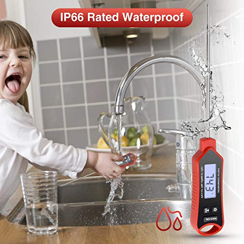 Meat Thermometer,Instant Read Digital Thermometer Waterproof with Super Long Probe for BBQ, Meat, Candy, Oil,Liquid, Milk Home Grilling Cooking Kitchen Thermometer