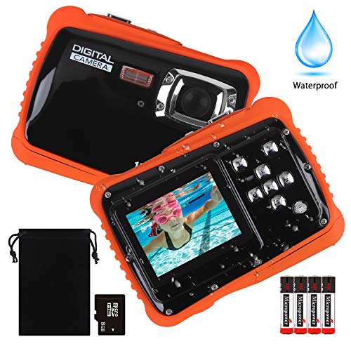 Kids Waterproof Camera, DECOMEN Digital Underwater Camera for Boys and Girls, 12MP HD Action Sport Camcorder with 2.0" LCD, 8X Digital Zoom, Flash, Mic and 8G SD Card.