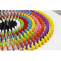 100pcs Wooden Dominos Blocks Set, Kids Game Educational Play Toy, Domino Racing Toy Game (12 Colors)
